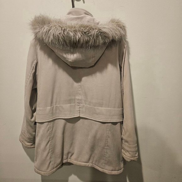 Women's Fleet Street LTD. Beige Faux Fur Hooded Jacket Size L - Picture 6 of 11